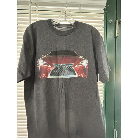 Zorrel Mens T-Shirt Short Sleeve Size Large‎ Solid Black Gray Car Vintage - Picture 1 of 5